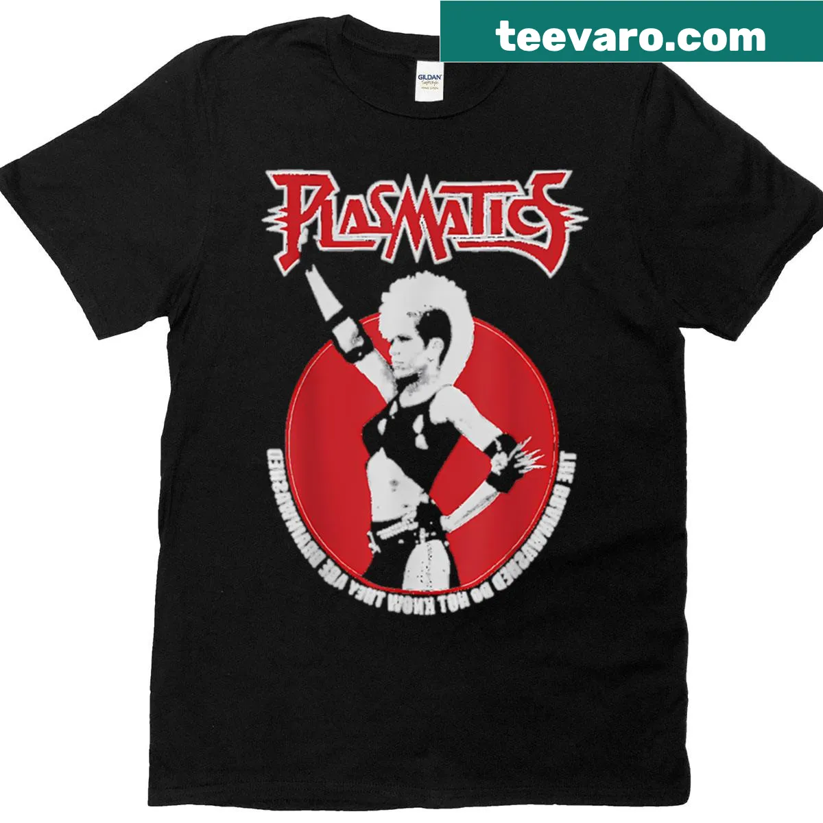 Vintage T-shirt featuring the fictional heavy metal band Plasmaticss — on a men's t-shirt