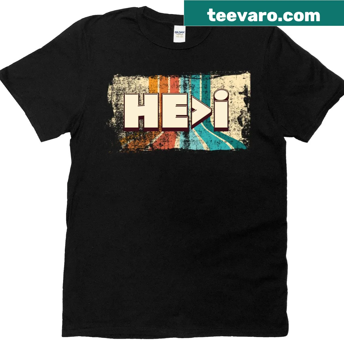 Vintage style Christian t-shirt with retro 'Hei' graphic — on a men's t-shirt