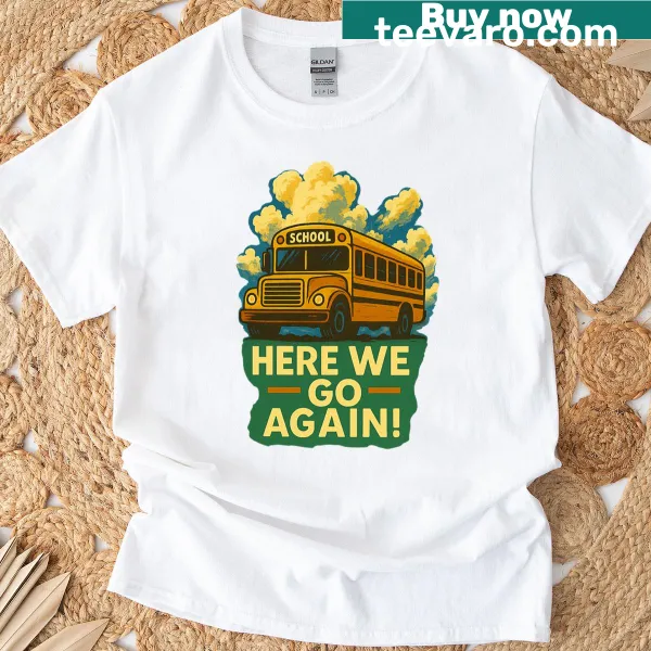 Vintage school bus graphic on an oversized t-shirt