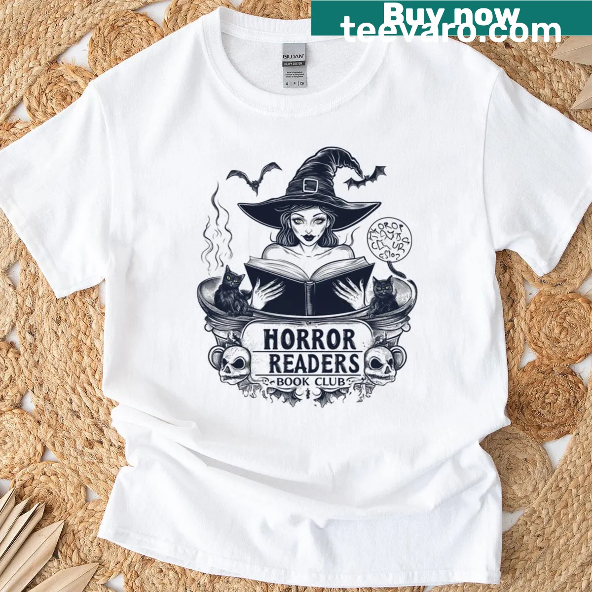 T-shirt with 'Horror Readers Book Club' text design — on a men's t-shirt