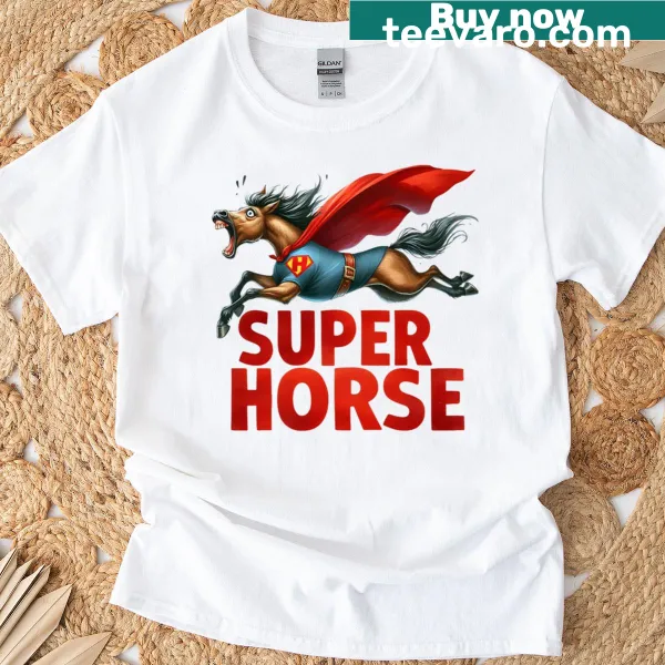 Funny horse meme graphic t-shirt for animal lovers.