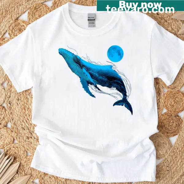 Realistic humpback whale design on a marine biology t-shirt
