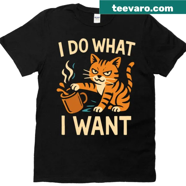 Whimsical t-shirt for cat lovers who enjoy coffee