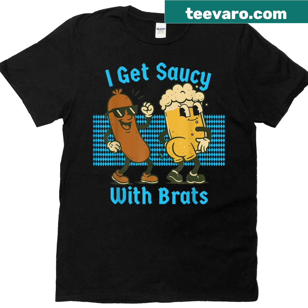 Funny t-shirt with Oktoberfest-themed text design. — on a men's t-shirt