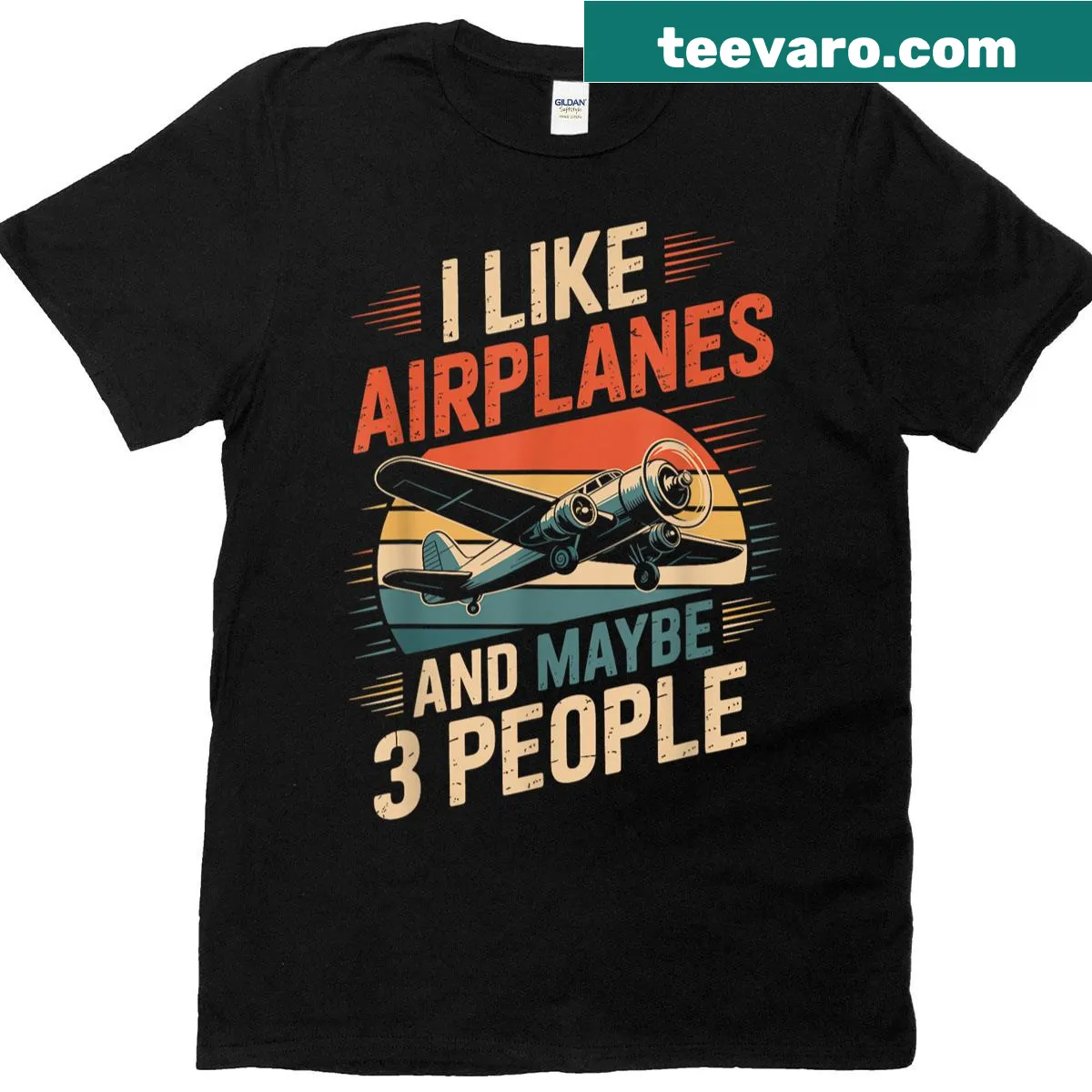 Funny pilot-themed T-shirt with cartoon design about airplanes and people — on a men's t-shirt
