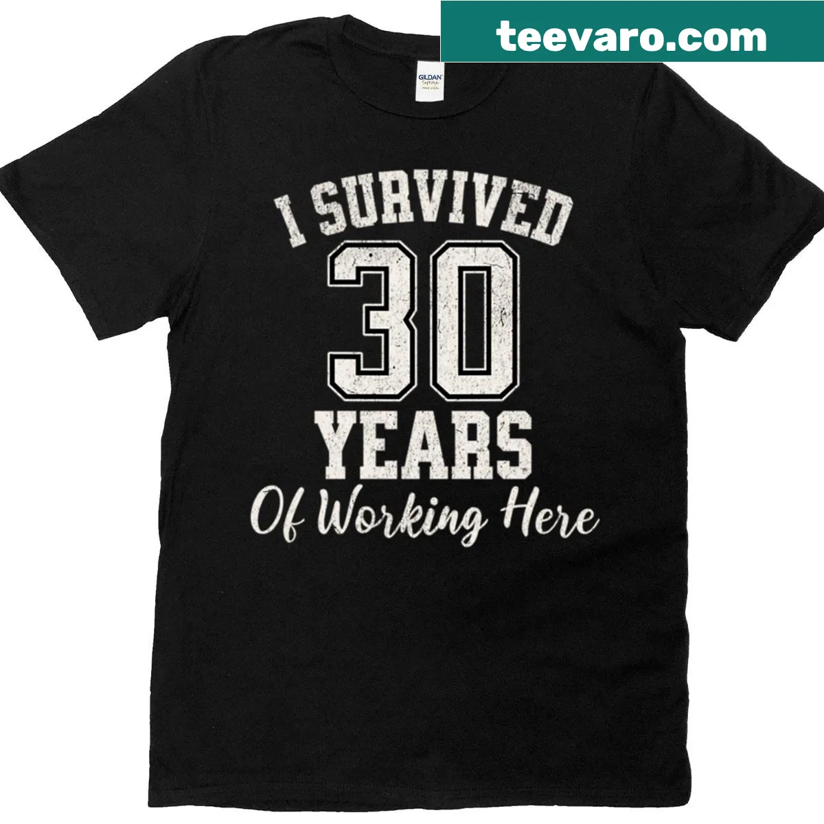 Oversized t-shirt with sarcastic quote about surviving work. — on a men's t-shirt
