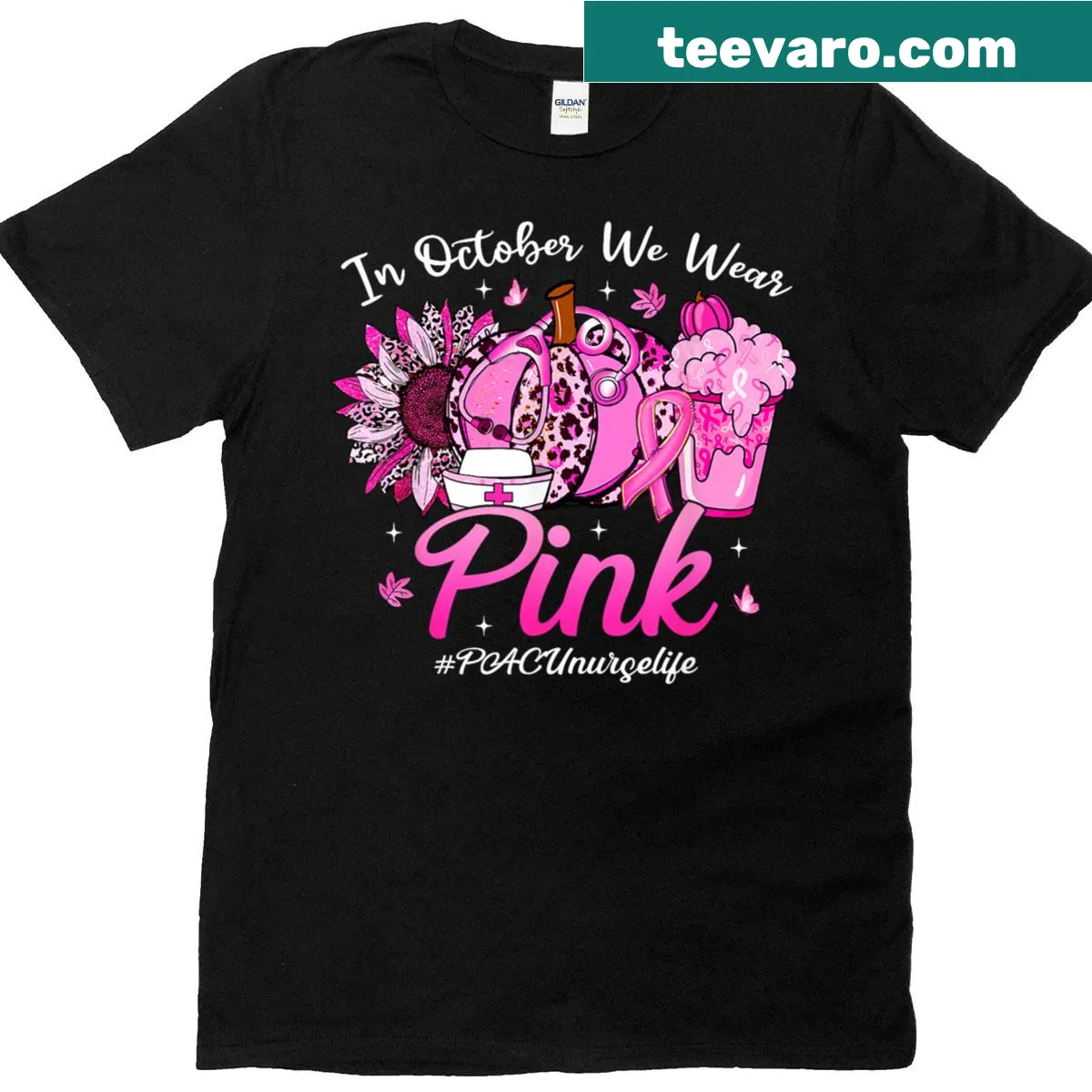 Illustration of Pacu fish with text about Breast Cancer Awareness — on a men's t-shirt