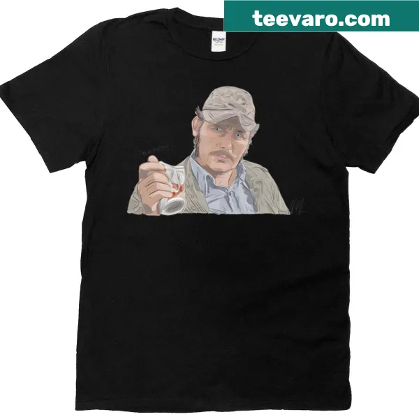 Edgy T-shirt with humorous can crushing illustration