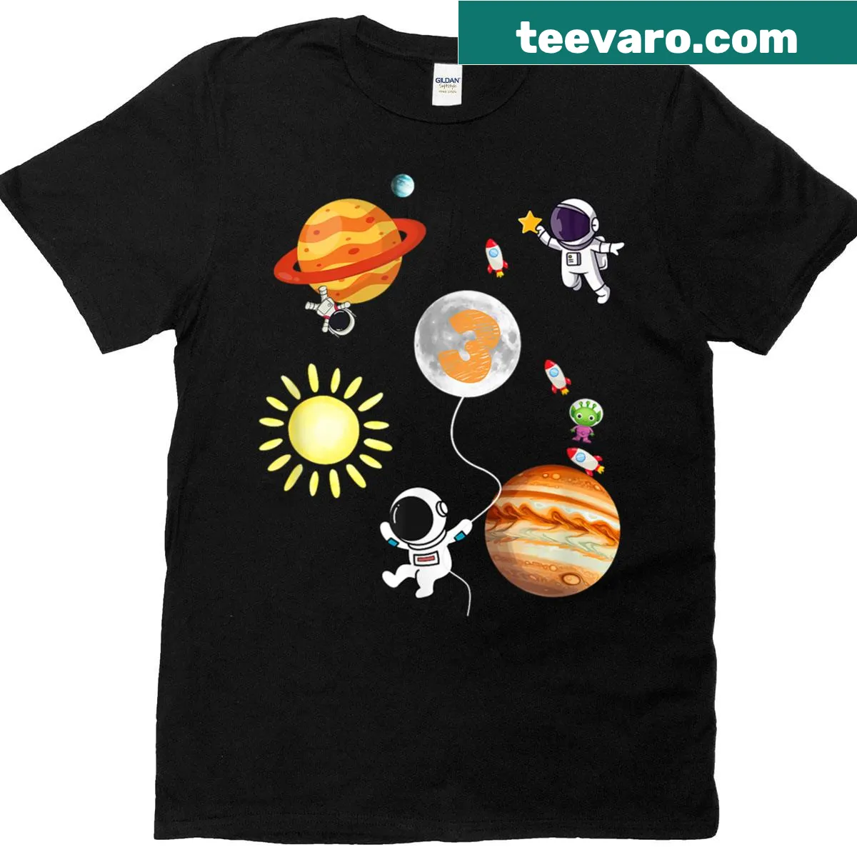 Astronaut-themed birthday t-shirt for kids — on a men's t-shirt