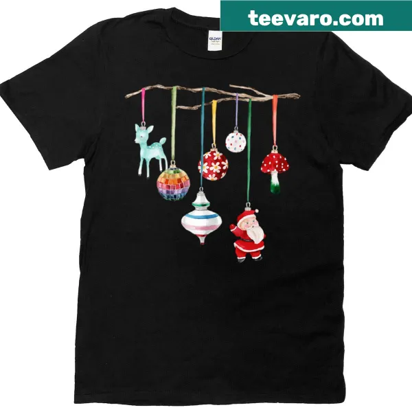 Oversized holiday t-shirt with kitsch Christmas disco ball nutcracker design
