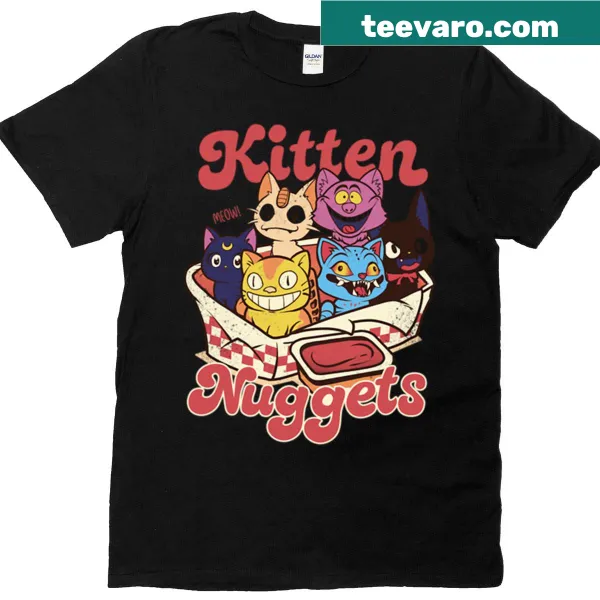 Cute cartoon design featuring playful kittens labeled 'Kitten Nuggets'