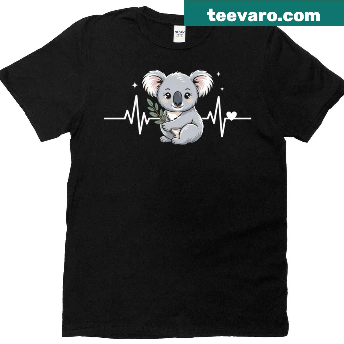 Koala bear illustration with a heartbeat line on a T-shirt — on a men's t-shirt