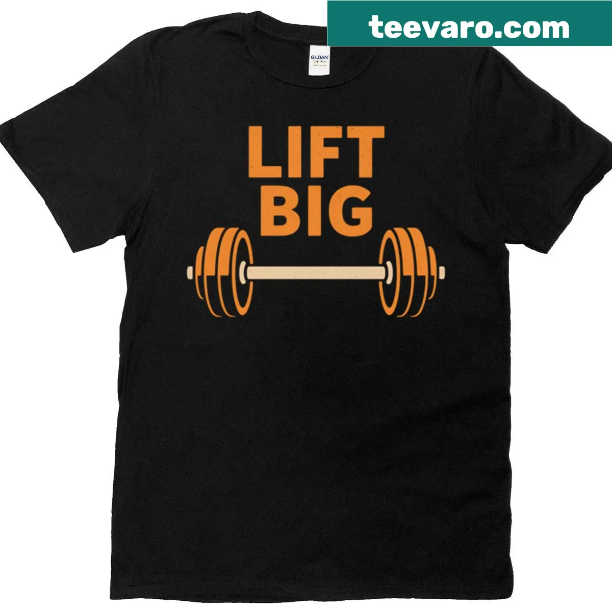 Retro gym barbell graphic t-shirt with bold fitness message — on a men's t-shirt