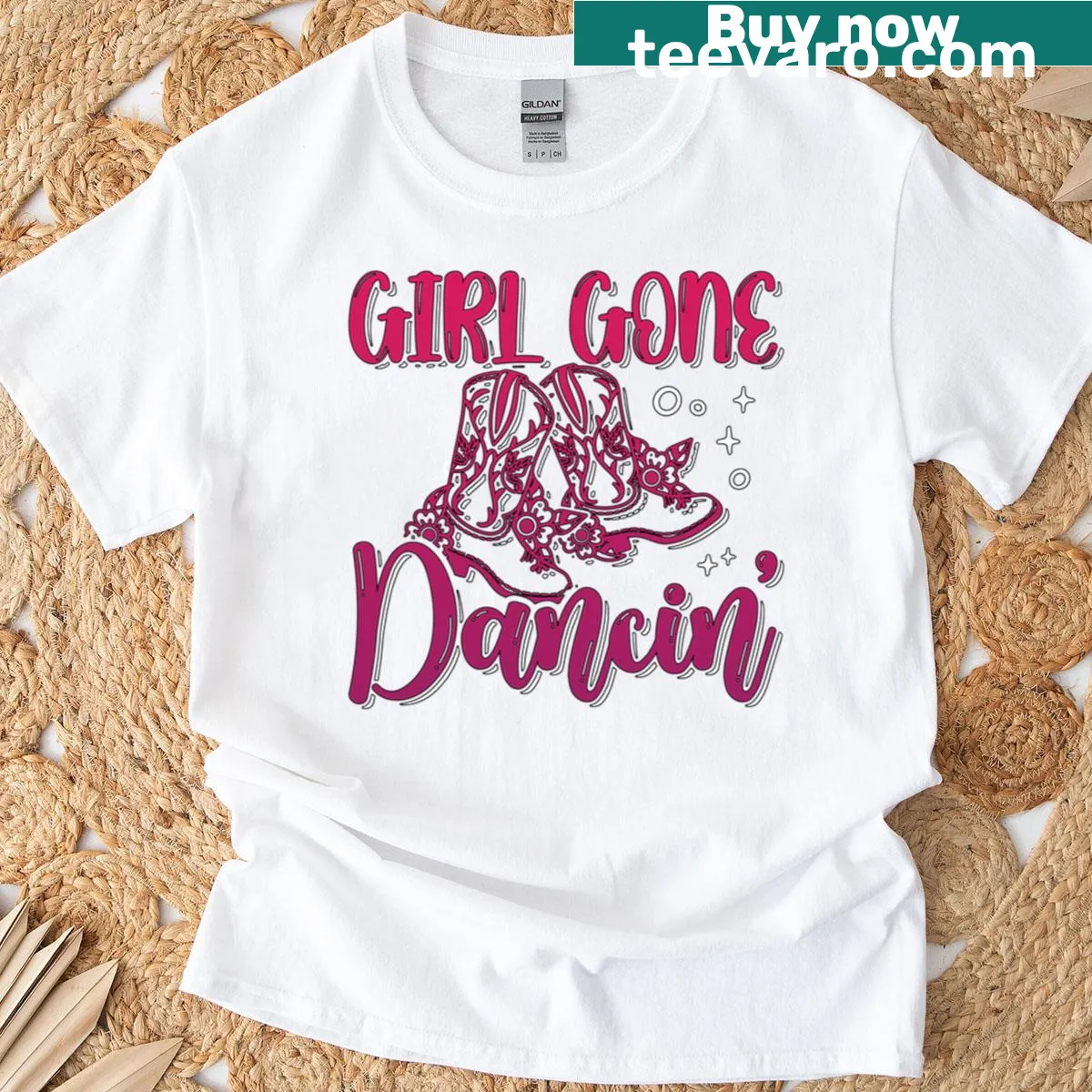 Illustration of a dancing girl on a country music t-shirt — on a men's t-shirt
