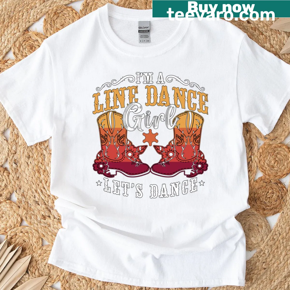Typography t-shirt for line dancers with the phrase Im A Line Dance Girl — on a men's t-shirt