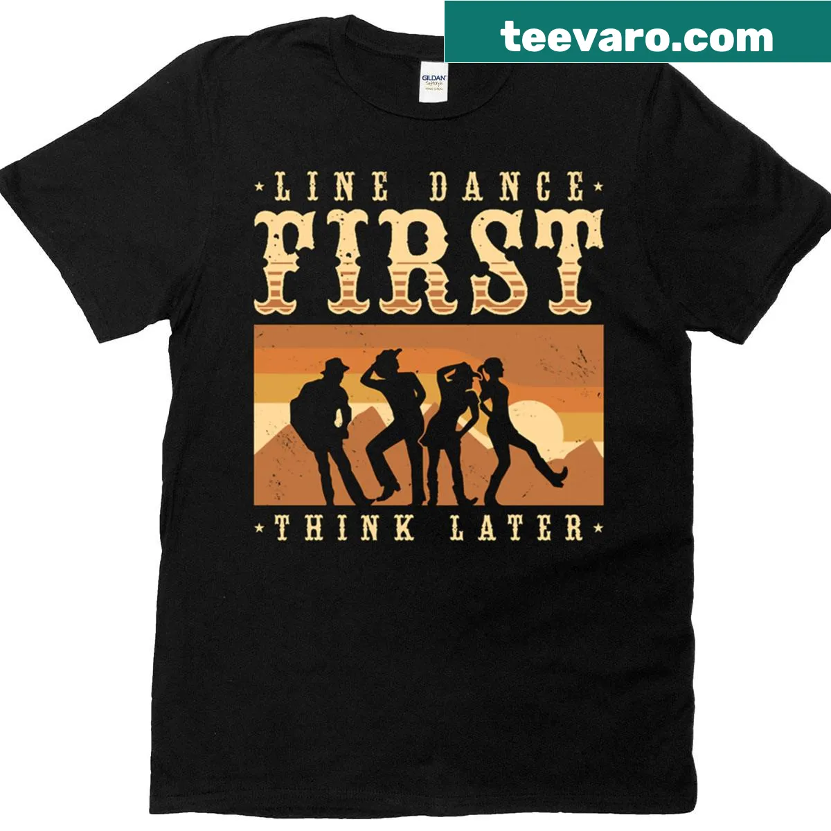 Line dancing t-shirt with bold typography design — on a men's t-shirt