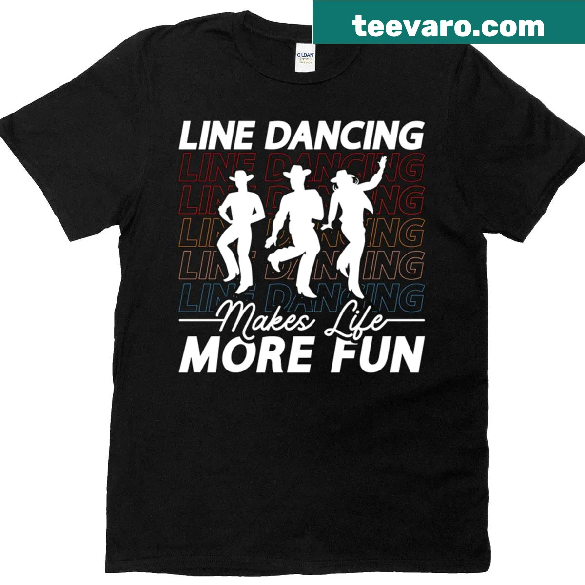 Text t-shirt celebrating line dancing with fun slogan — on a men's t-shirt
