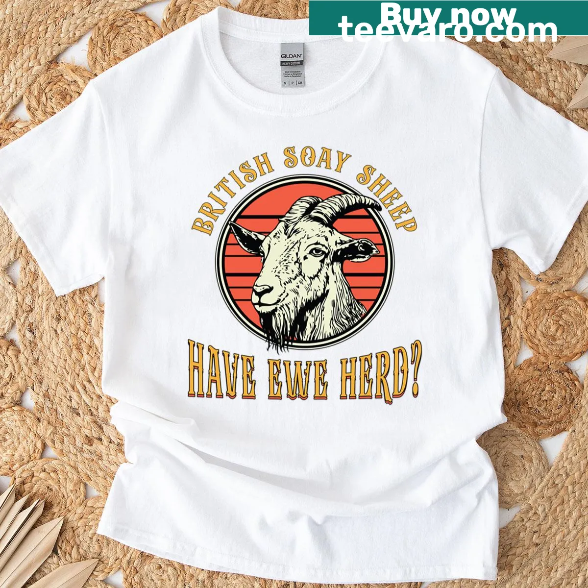 Illustrated British Soay sheep design on livestock breeder t-shirt — on a men's t-shirt