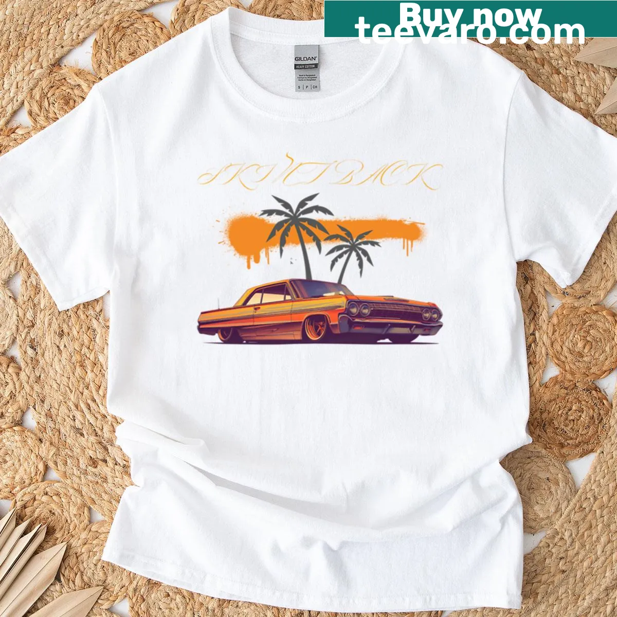 Retro design t-shirt celebrating low rider culture. — on a men's t-shirt