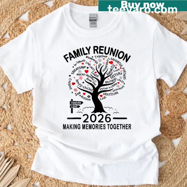 Typography T-shirt celebrating family reunions and memories
