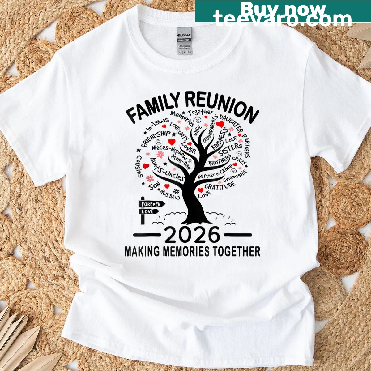 Typography T-shirt celebrating family reunions and memories — on a men's t-shirt