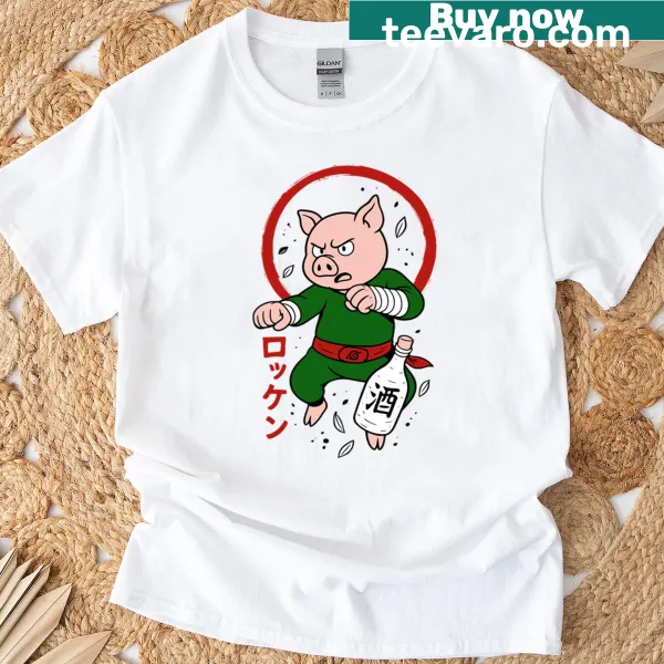Cute cartoon pig character on a kids' Master Pig t-shirt.