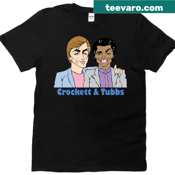 Nostalgic Miami Vice fan art graphic on a casual t-shirt.