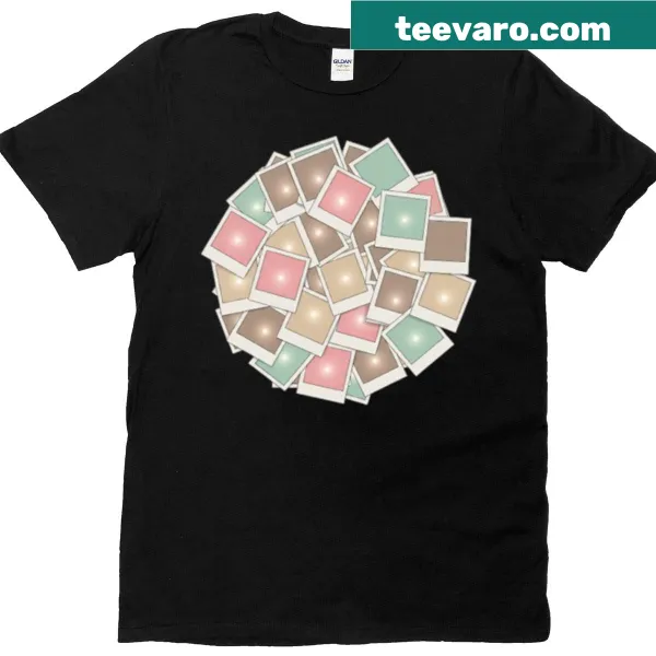 Minimalist T-shirt with a retro Polaroid collage graphic