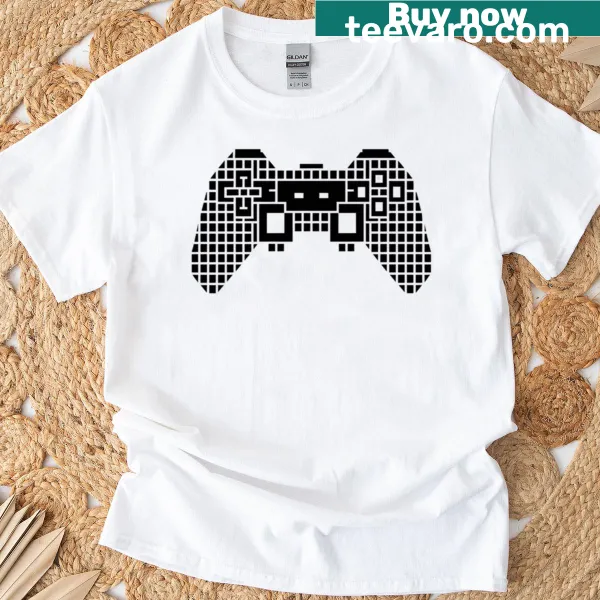 Minimalist gaming controller graphic on a modern tee.