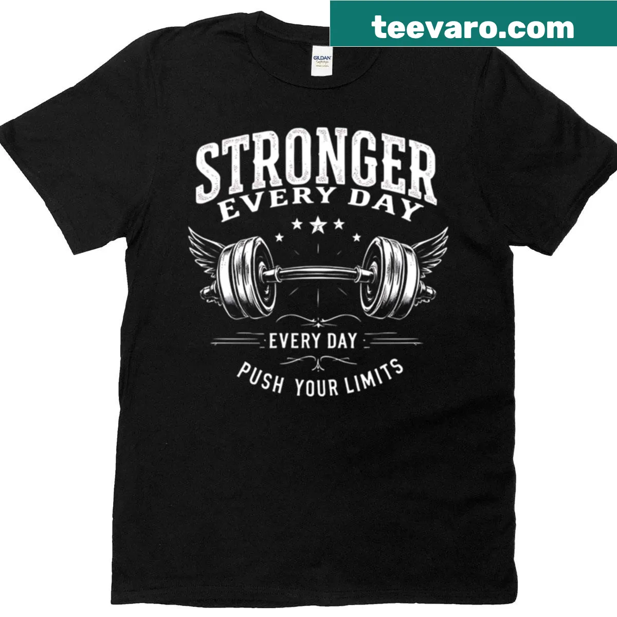 Motivational graphic T-shirt promoting fitness and positivity — on a men's t-shirt