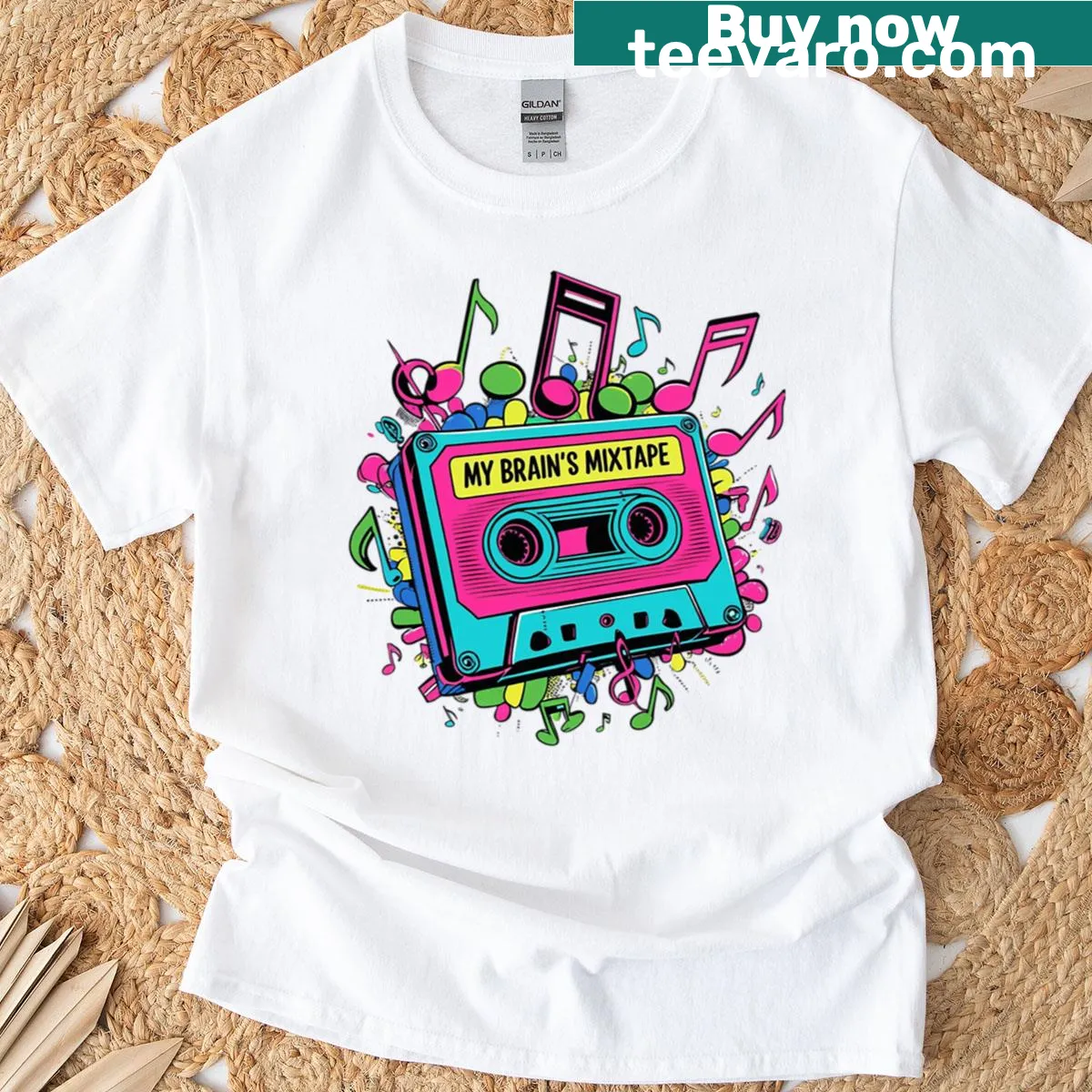 Retro cassette graphic with funny 'My Brains Mixtape' text — on a men's t-shirt