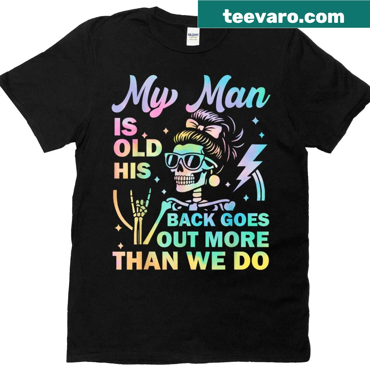Funny T-shirt for dads with humorous aging quote — on a men's t-shirt