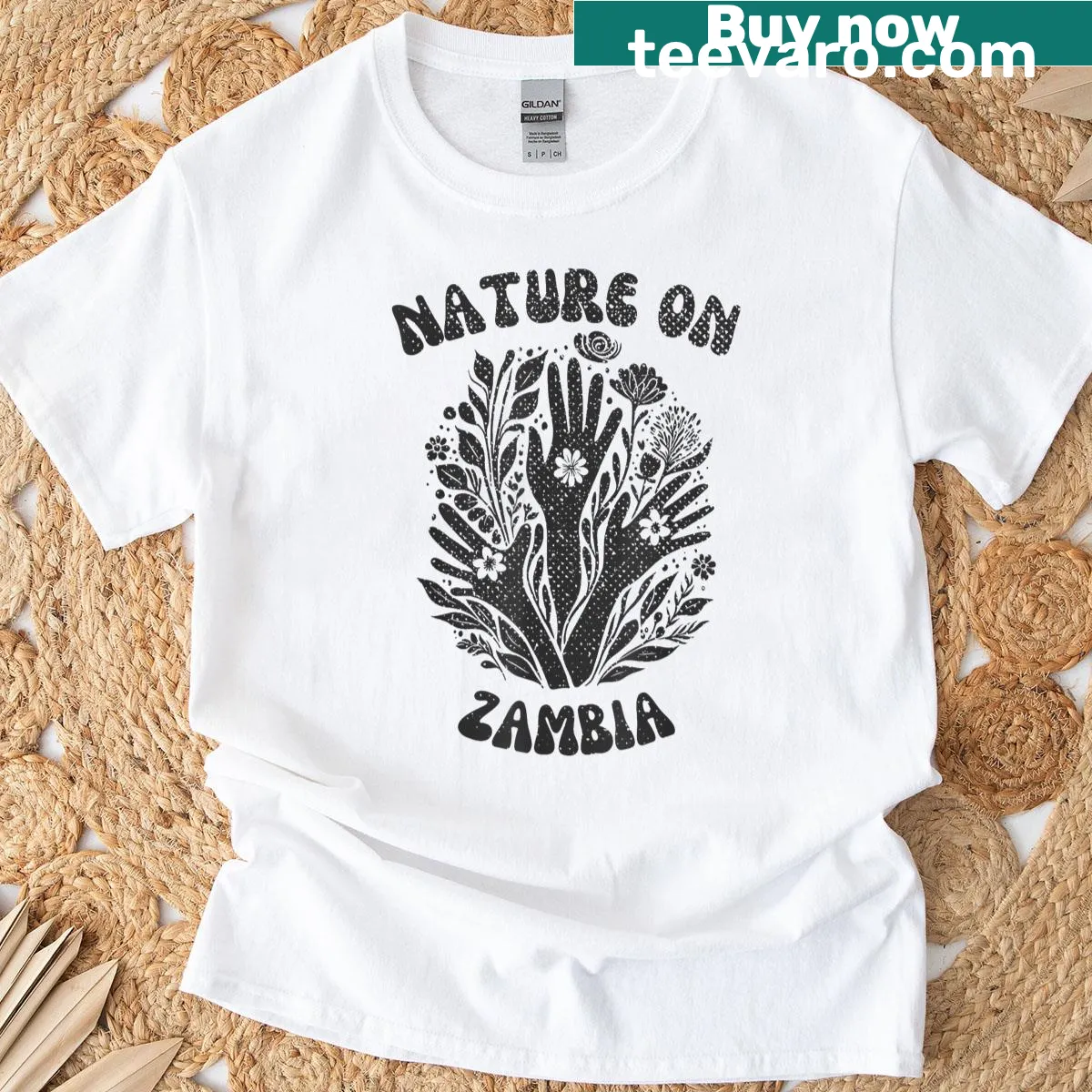 Floral art t-shirt inspired by Zambia's nature — on a men's t-shirt