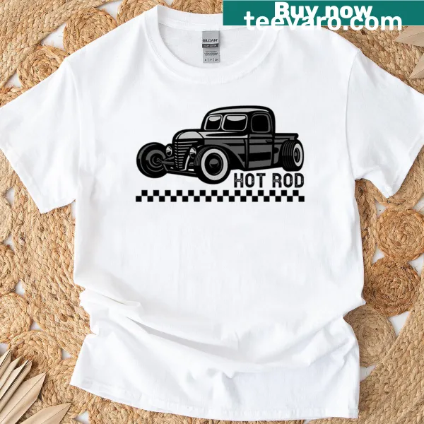 Vintage hot rod graphic t-shirt showcasing classic car design