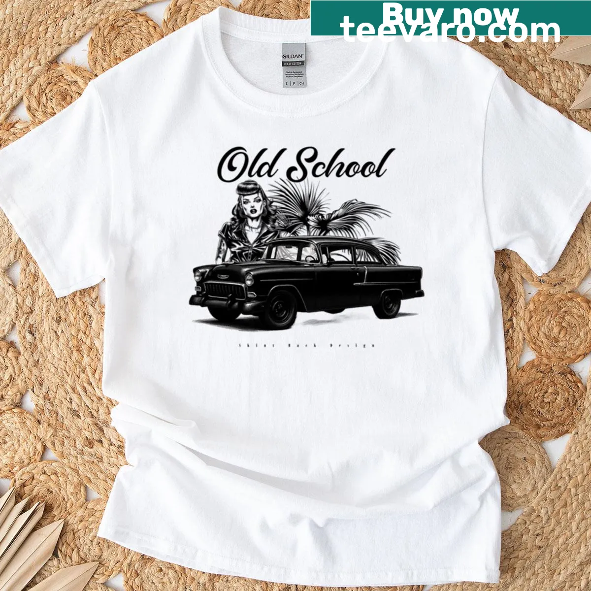 Simple typography t-shirt featuring 'Old School' text. — on a men's t-shirt
