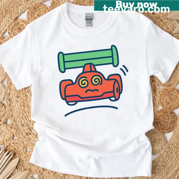 Bold t-shirt with vibrant Formula 1 design in orange and green