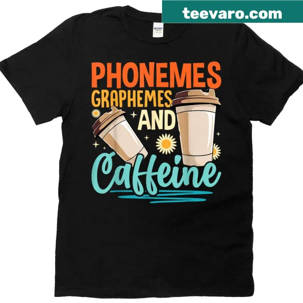 Funny linguistics and coffee-themed T-shirt for teachers