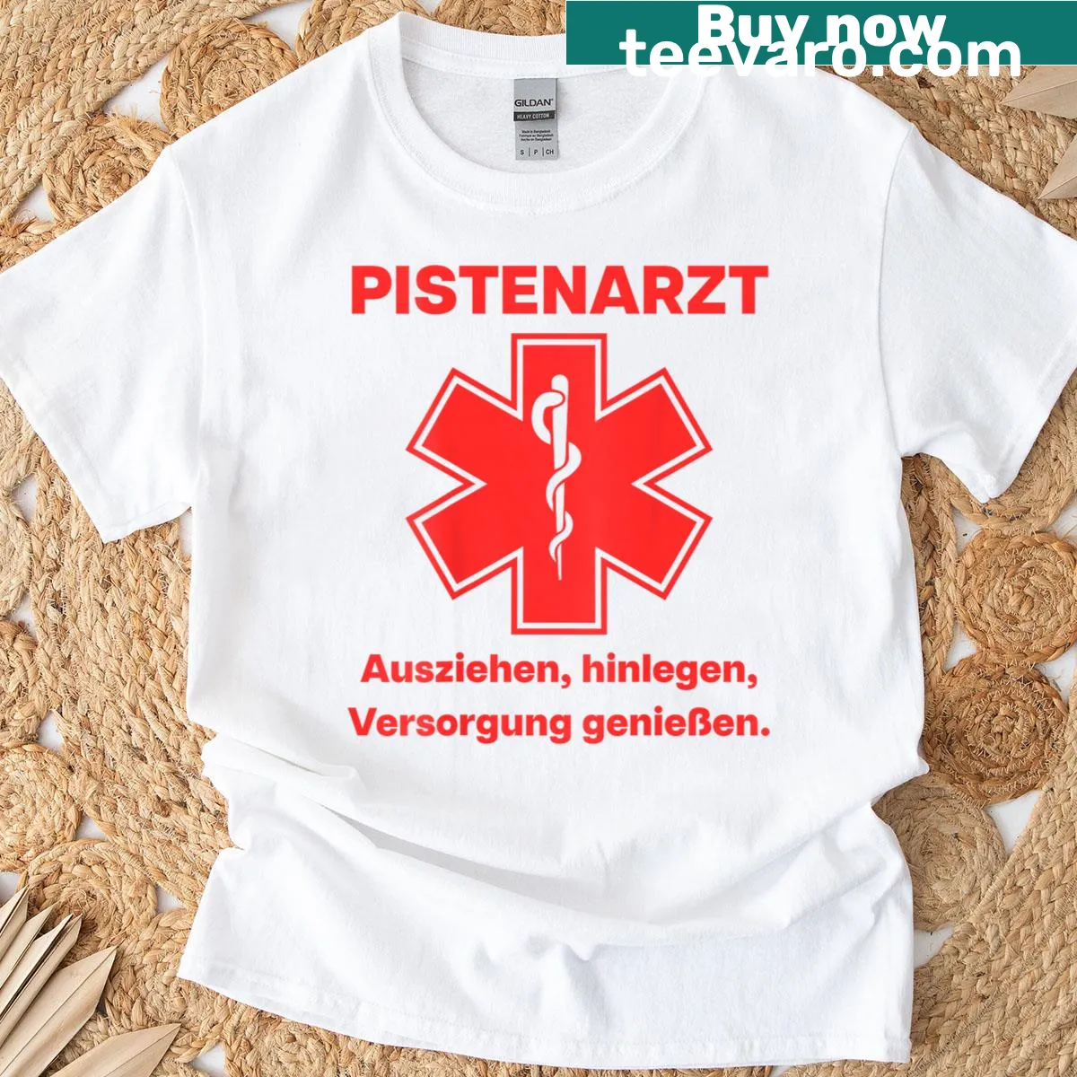 Humorous 'Piste Doctor' graphic in bold typography — on a men's t-shirt
