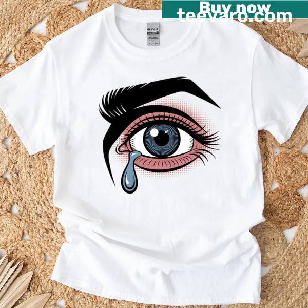 Pop art-inspired T-shirt featuring a bold tear graphic