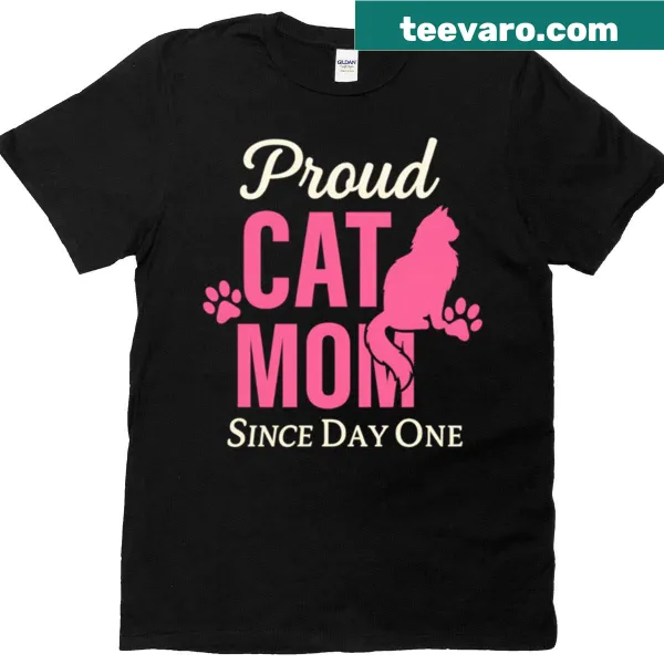 Maine Coon cat silhouette badge graphic on a cat mom t-shirt