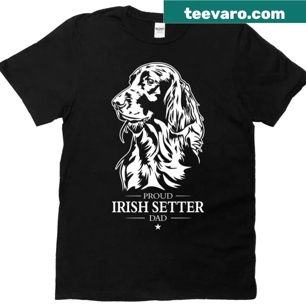 Funny Irish Setter Dad t-shirt with dog illustration and humorous text