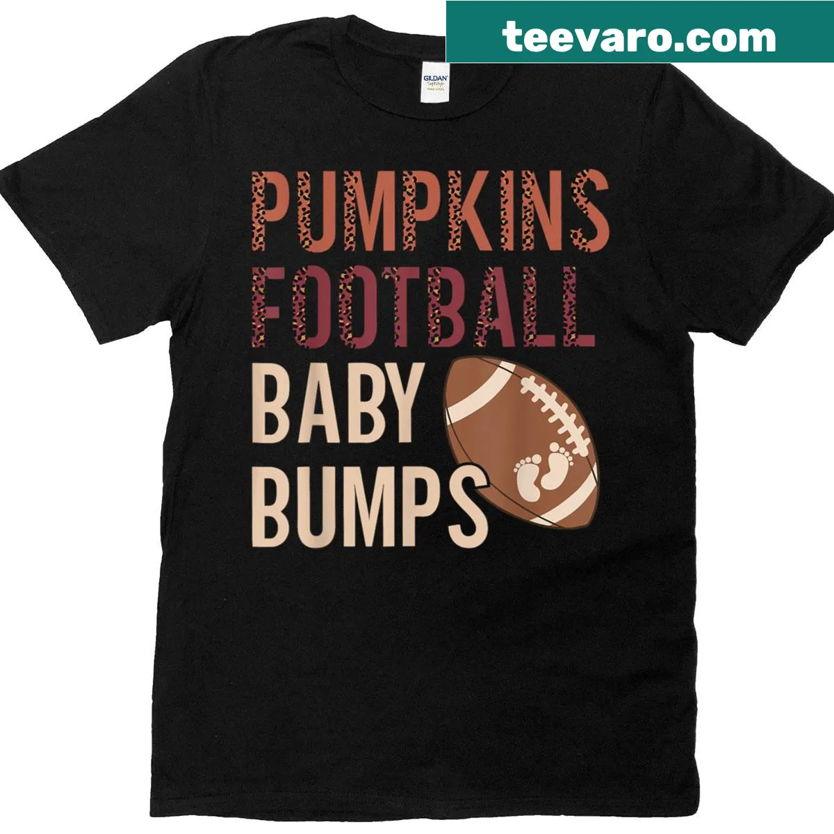 Pumpkins Football Baby Bumps t-shirt design — on a men's t-shirt