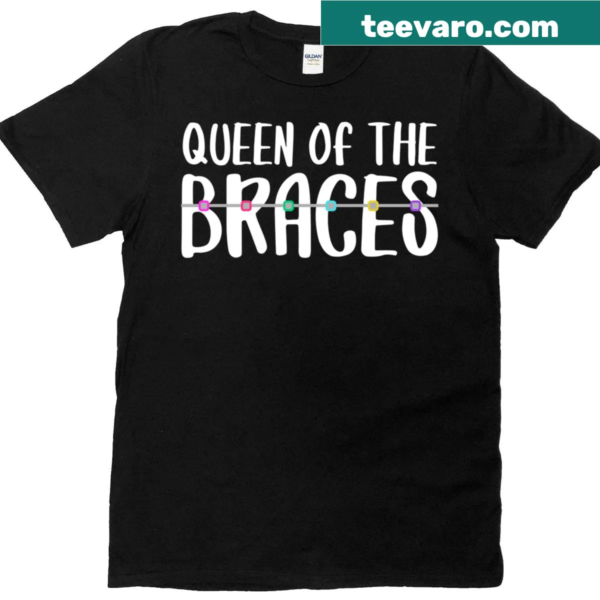 T-shirt with the phrase 'Queen Of The Braces' for orthodontists — on a men's t-shirt