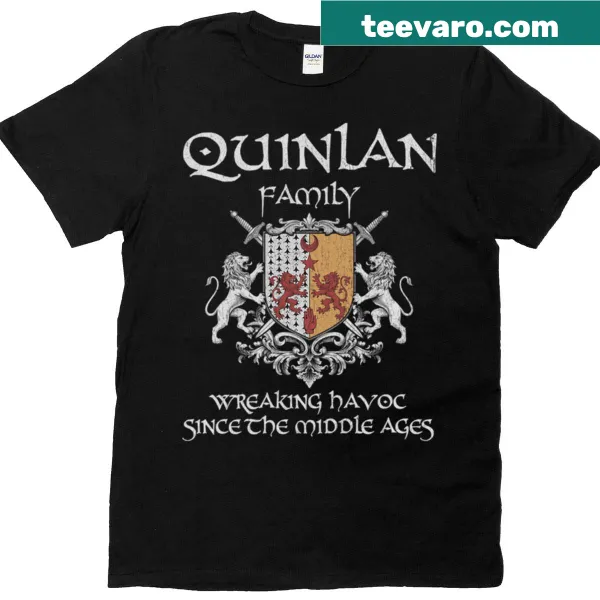 Vintage Quinlan family crest t-shirt for ancestry enthusiasts