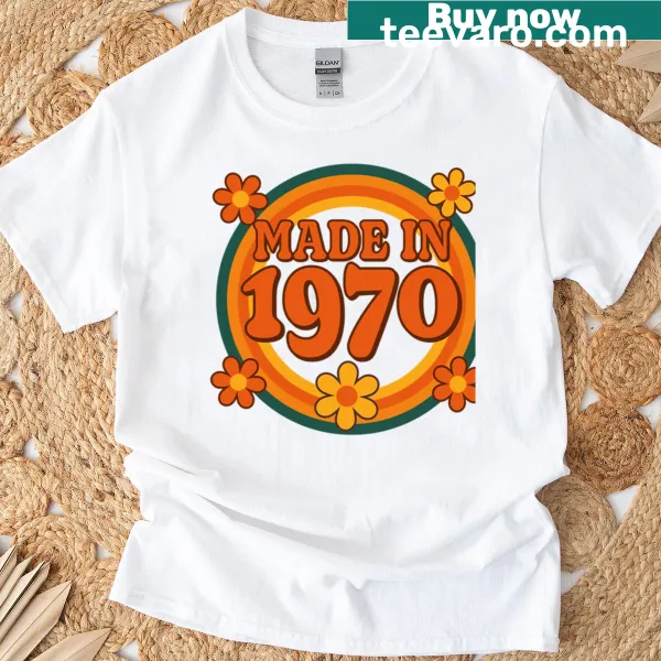 Vintage 70s birthday graphic on a t-shirt