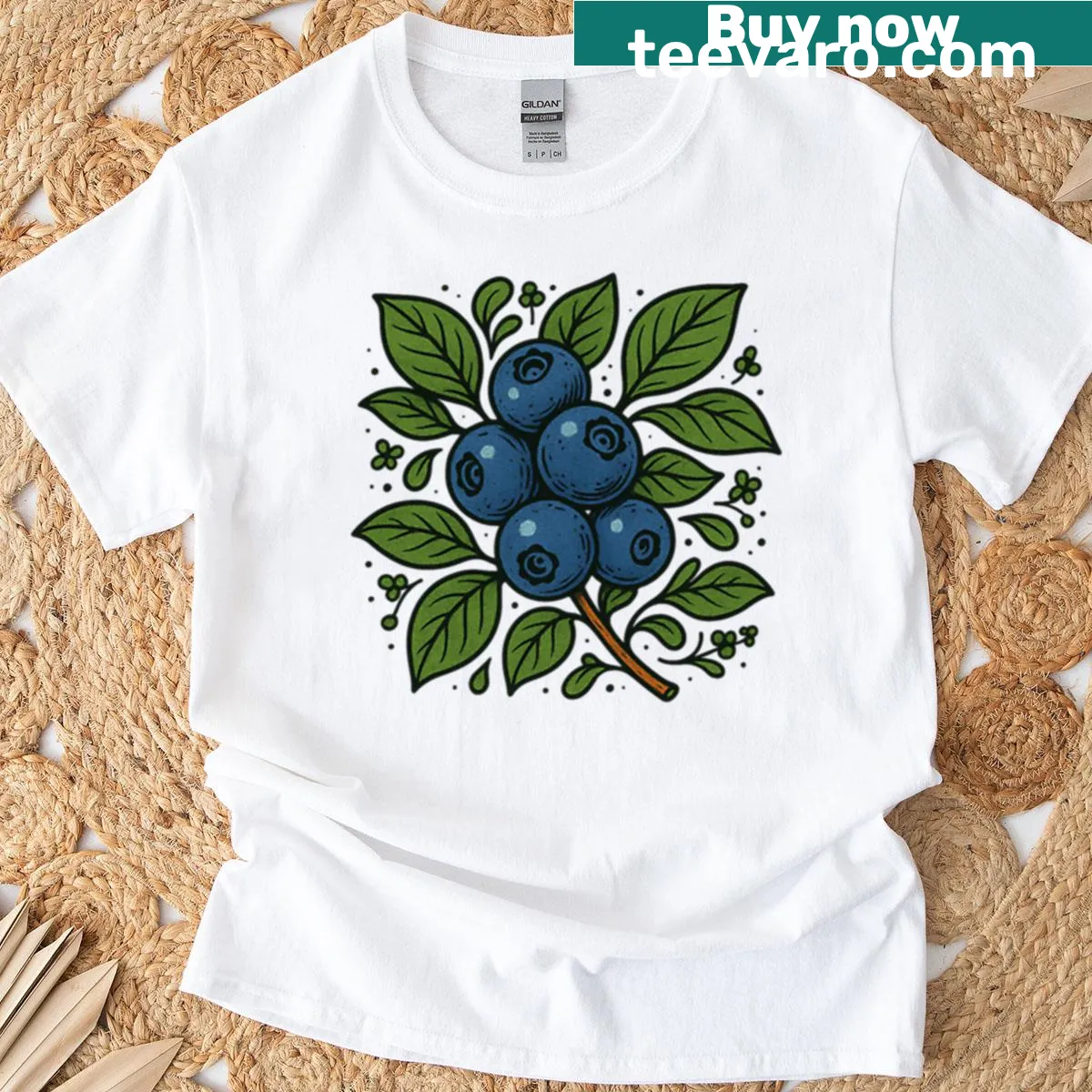 Vintage t-shirt featuring a blueberry graphic for summer vibes — on a men's t-shirt