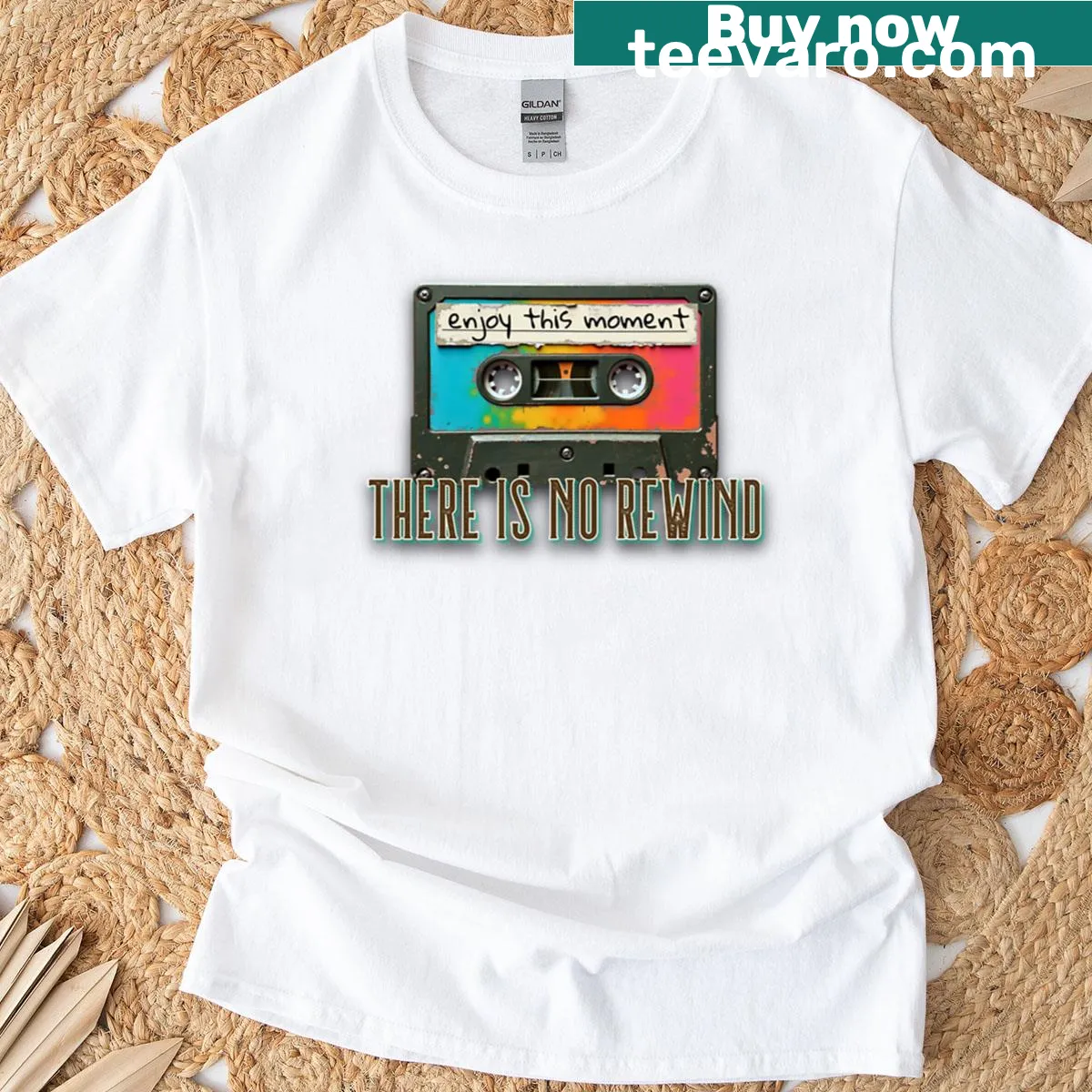 Retro cassette tape graphic on an oversized T-shirt — on a men's t-shirt