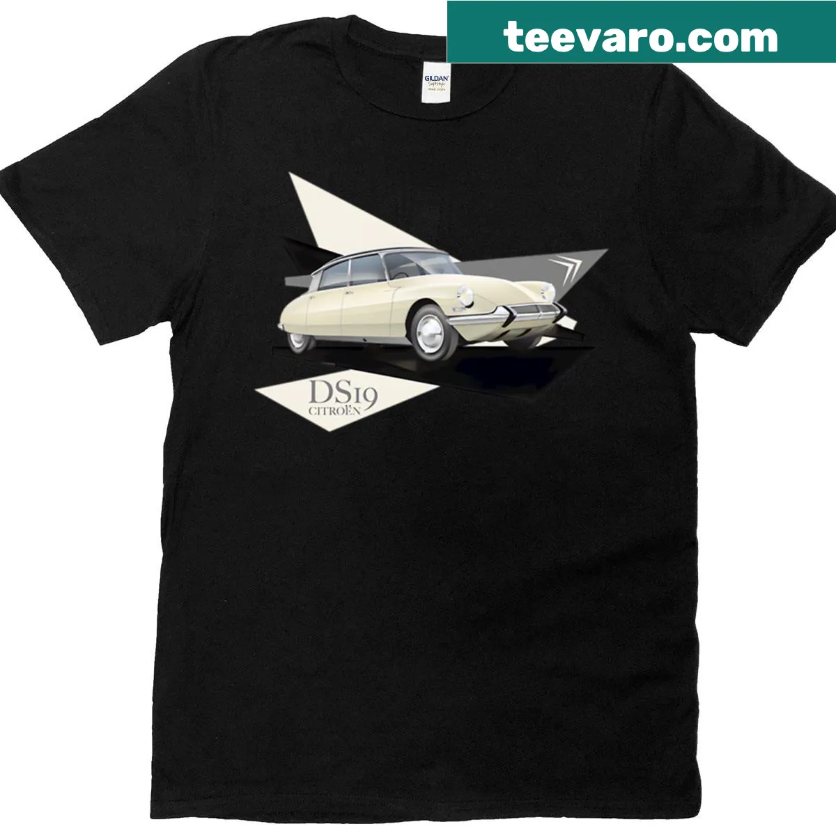 Realistic graphic of Citroen DS19 on a T-shirt — on a men's t-shirt