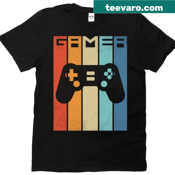 T-shirt featuring a retro gamer controller design