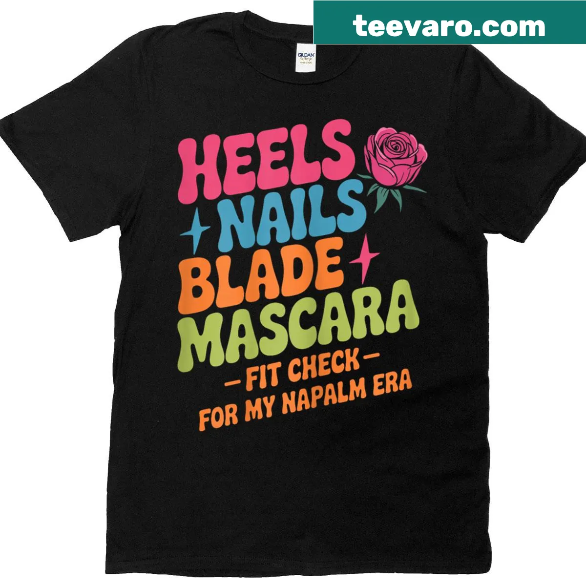 Vintage distressed t-shirt celebrating Napalm Era with bold fashion graphics — on a men's t-shirt